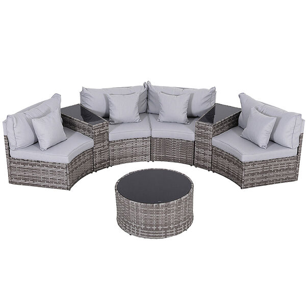 4 seater outdoor sofa set 7pcs table chair set garden rattan patio furniture