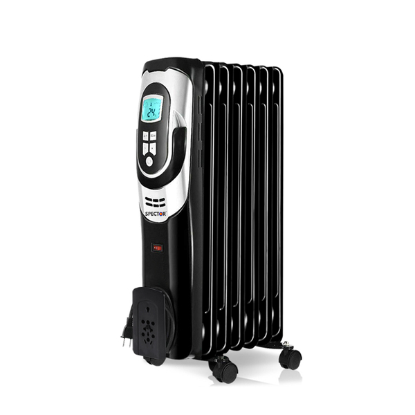 Spector 1500W Electric Portable 7 Fin Oil Heater w/24h Timer/Column/Heat/ Wheels