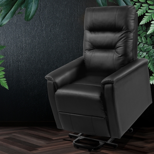 Lift Recliner Chair Sofa Single Comfortable Black Leather Armchair