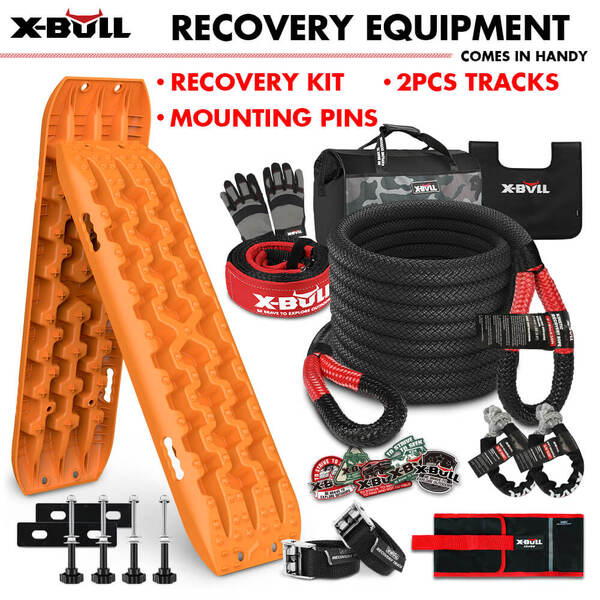 Roadsafe 4wd Kinetic Rope Recovery Kit w/Equalizer Strap, Soft Shackles, Damper Blanket & Bag