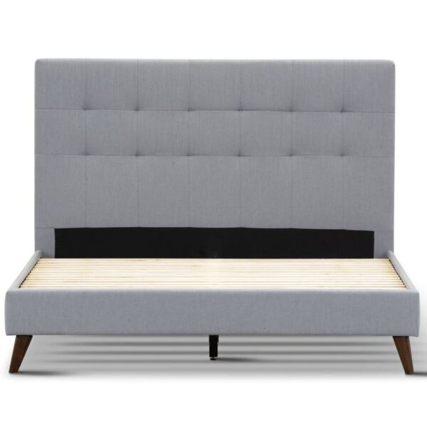 King Single Bed Platform Frame Fabric Upholstered Mattress Base Grey Afterpay Zippay zipMoney