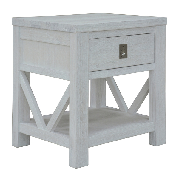 Bedside Tables Storage Shelf Side End Table White Wash