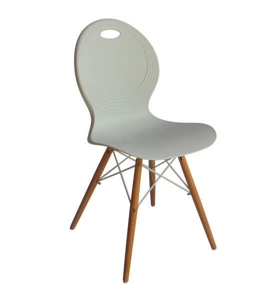 Set of 2 dining chair white with solid natural oak legs