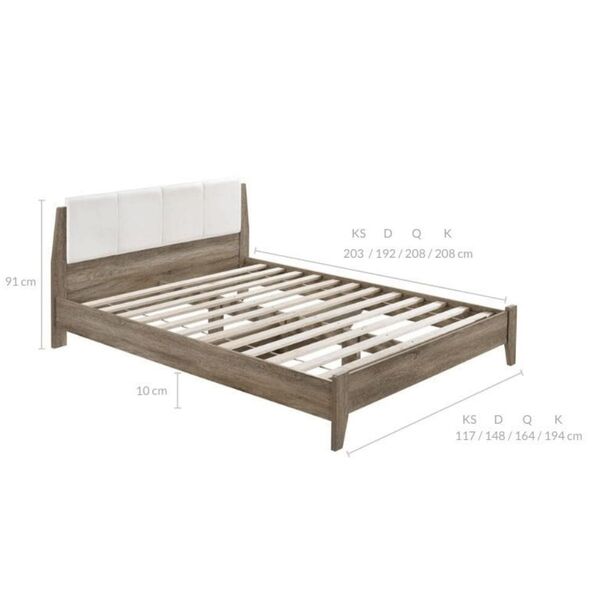 Wooden Bed Frame with Leather Upholstered Bed Head Size King Afterpay
