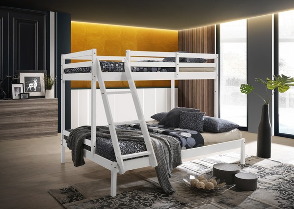 Solid Timber Triple Bunk Bed Single Over Double White Afterpay Solid Timber Triple Bunk Bed Single Over Double White