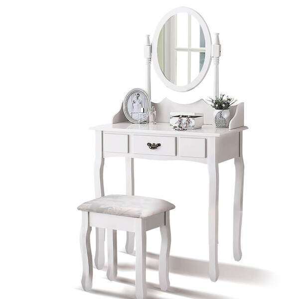 Dressing Table Stool Mirror Makeup Jewellery Organizer Drawer