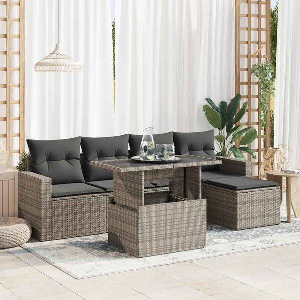 Garden Sofa Set with Cushions Modular Sofa 6 Pcs Grey - Versatile and Stylish