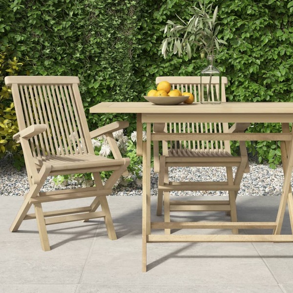 Teakwood Foldable Duo 2 Solid Garden Chairs for Stylish Outdoor