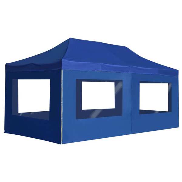 Professional Folding Party Tent with Walls Aluminium 6x3 m Blue