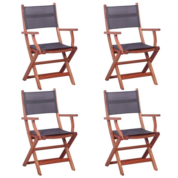 Outdoor Chairs 4 pcs Grey Solid Eucalyptus Wood and Textilene