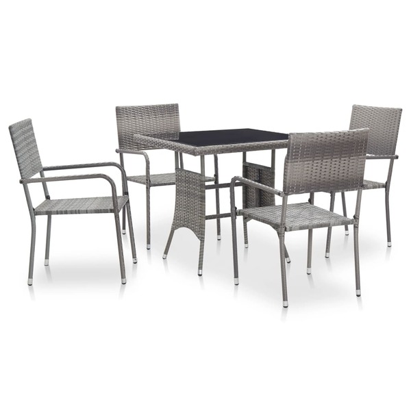 5 Piece Outdoor Dining Set Poly Rattan Anthracite