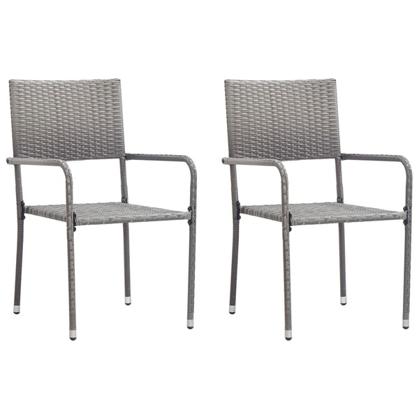 Outdoor Dining Chairs 2 pcs Poly Rattan Grey