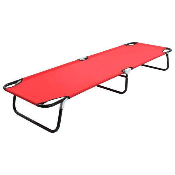 Folding Camping Cot Red Steel