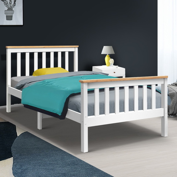 King Single Wooden Bed Frame Timber  Kids Adults