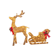 Christmas Sleigh & Reindeer Set with Lights  148cm