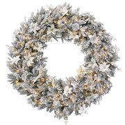 Frosted Colonial Pre-Lit Christmas Wreath - 122cm
