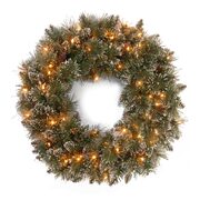 61cm Glittery Bristle Christmas Wreath with Lights