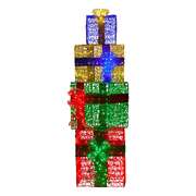 1.9m Christmas 4-Piece Gift Stack LED Lights Bows Indoor Outdoor Front Lawn Yard D