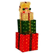 122cm Animated Present Stack Santa LED Lights Christmas Tree Decoration Ornament