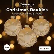 Glass Christmas Baubles Gold Swirl