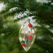 Glass Ornament - Christabelle Clear Glass Teardrop Baubles 6Pcs Balls Christmas Tree Decoration