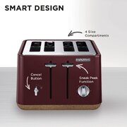 Morphy Richards Aspect 4-Slice Toaster - Maroon with Cork-Effect Trim
