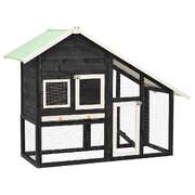 Solid Firwood Rabbit Hutch Grey & White 140x63x120cm Pet House