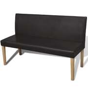 Bench 139.5cm Dark Brown Leather Upholstered Seat Living Room