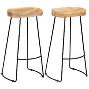 Bar Stools 2 Pcs Solid Wood Kitchen Counter Breakfast Seating