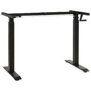 Manual Height Adjustable Standing Desk Frame Hand Crank Black Steel XL