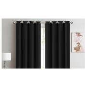 2x Black Blockout Curtain Set Triple Layer Eyelet Window 240x230cm