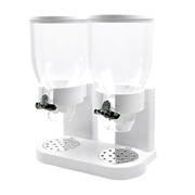 Double Cereal Dispenser Dry Food Storage Container White