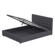 Decor Eden Gas Lift Storage Bed with Headboard Dark Grey Upholstered Single