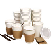 110 Pcs 12oz Disposable Takeaway Coffee Paper Cups Triple Wall Take Away w Lids