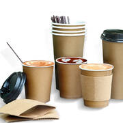 100 Pcs 20oz Disposable Takeaway Coffee Paper Cups Triple Wall Take Away Lids