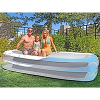 Medium Grey Rectangular Inflatable Family Pool  200 x 150 x 50cm