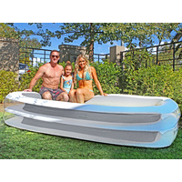 Large Grey Rectangular Inflatable Family Pool  262 x 175 x 51cm