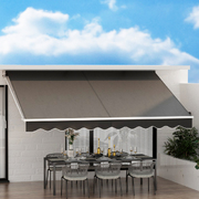 Retractable Grey Sunshade - Folding Arm Awning for Your Patio