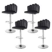 Bar Stool Adjustable Gaslift Velvet Kitchen Dining Counter Chair Grey 4 Pack