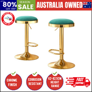 2x Bar Stools Kitchen Dining Chairs Velvet Padded Stool Green