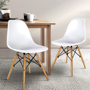 Set of 2 Retro Beech Wood Dining Chair - White