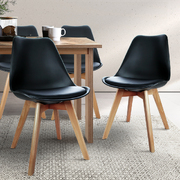  Set of 4 Padded Dining Chair - Black