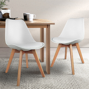 Set of 2 Padded Dining Chair - White