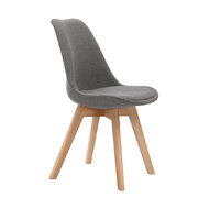 Set of 2 Dining Chair Padded Fabric Grey