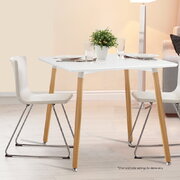  Dining Table 4 Seater Square DSW Cafe Kitchen White 80cm
