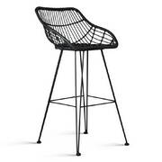 Set of 2 PE Wicker Bar Stools - Black