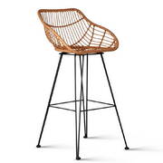 Set of 2 PE Wicker Bar Stool - Natural