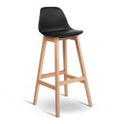 Set of 2 Beech Wood Bar Stools - Black