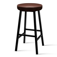 Artiss 2 x Vintage Kitchen Bar Stools Industrial Leather Brown Bar Stool Retro