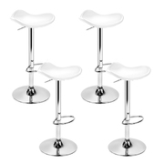 set of 4 Kitchen Bar Stools Swivel Bar Stool PU Leather Gas Lift Chair White